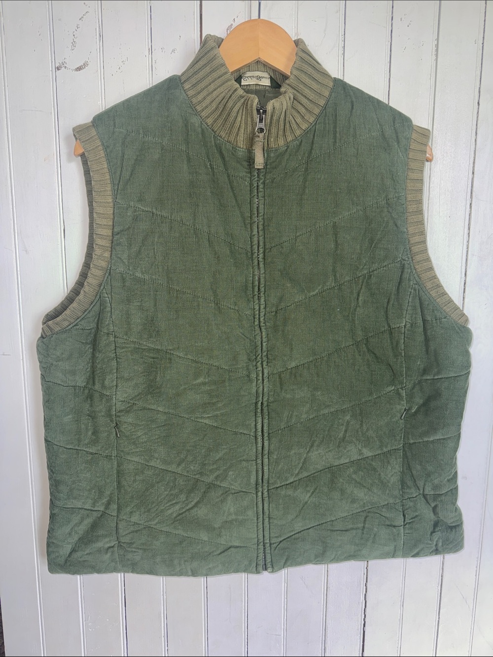 Eddie Bauer Quilted Vest Olive Green Size XL